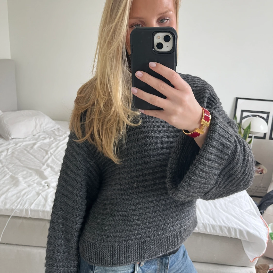 Grå stickad tröja💕 - 91