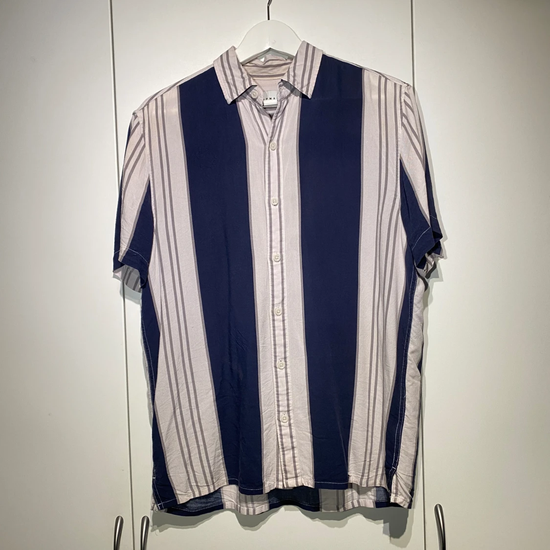 Topman Blå/Beige randig skjorta