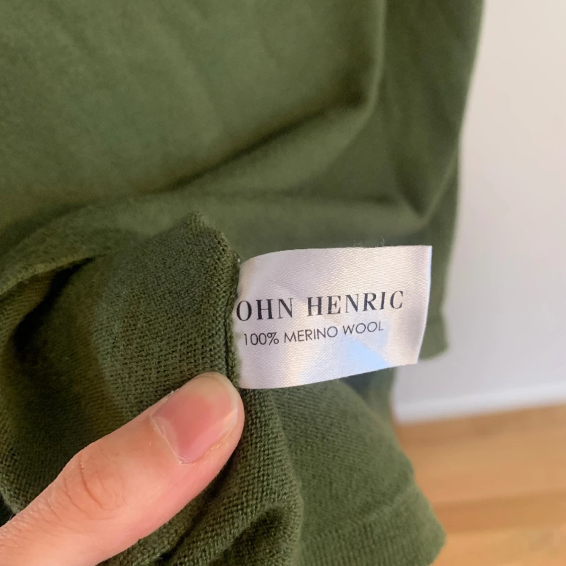 John Henric pikétröja grön merinoull - 91