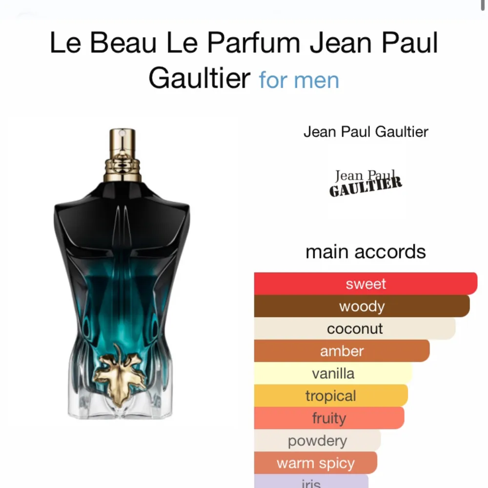 5ml av jean Paul Gaultier le beau le parfum passar perfekt till sommar och våren.. Övrigt.