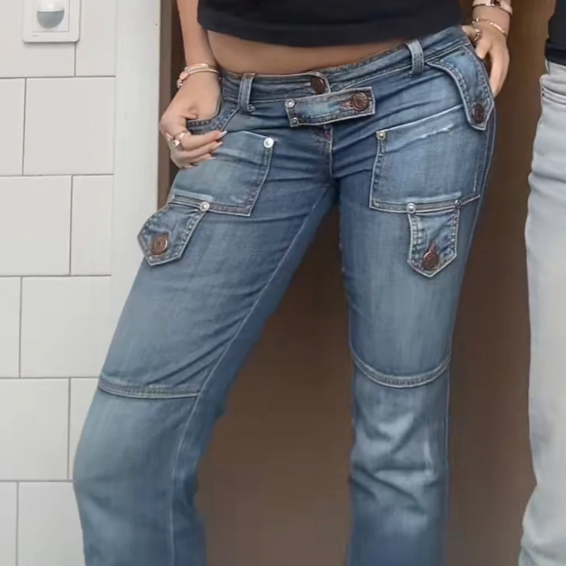 Lågmidjade bootcut jeans - 90