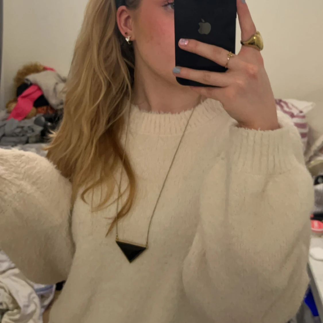 Vit stickad tröja  - 91