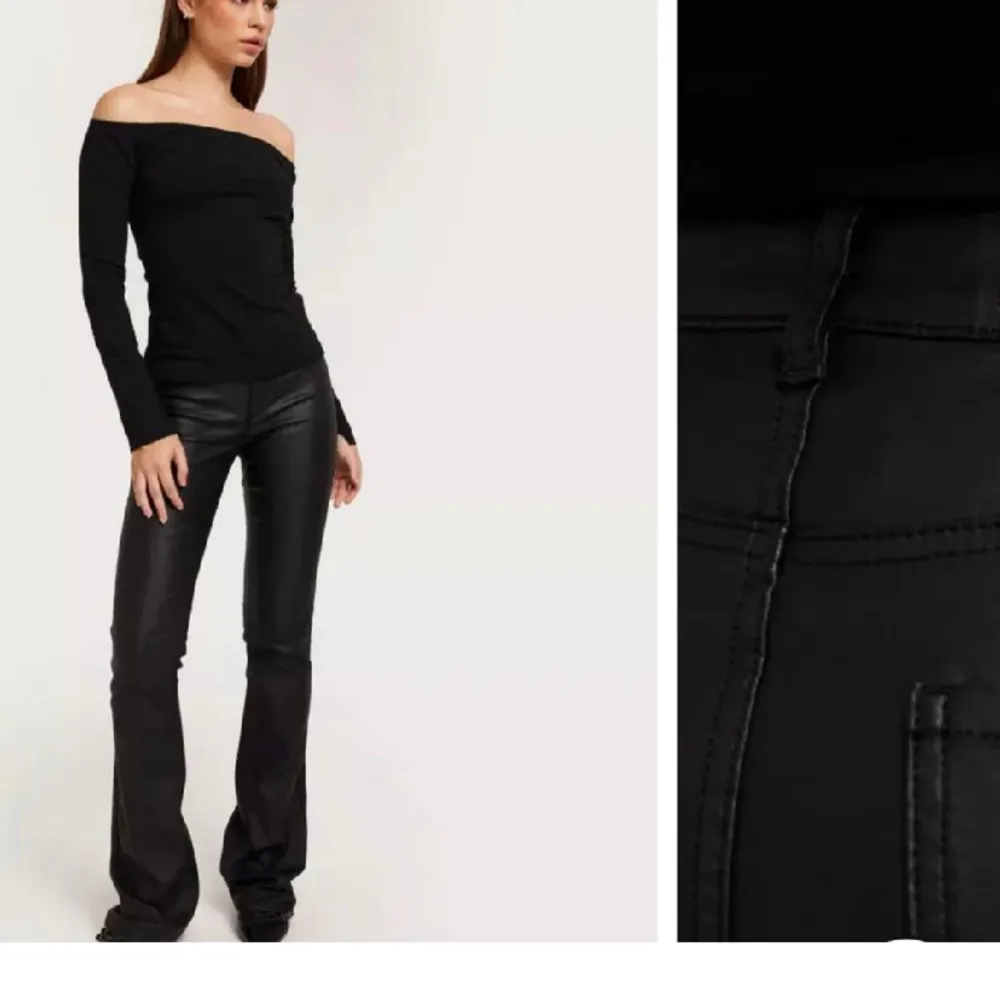 Svarta läder jeans. Jeans & Byxor.