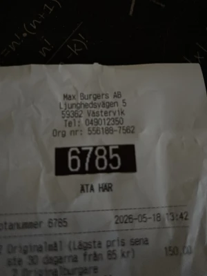 Max kvitto 67 - Max kvitto med 67
