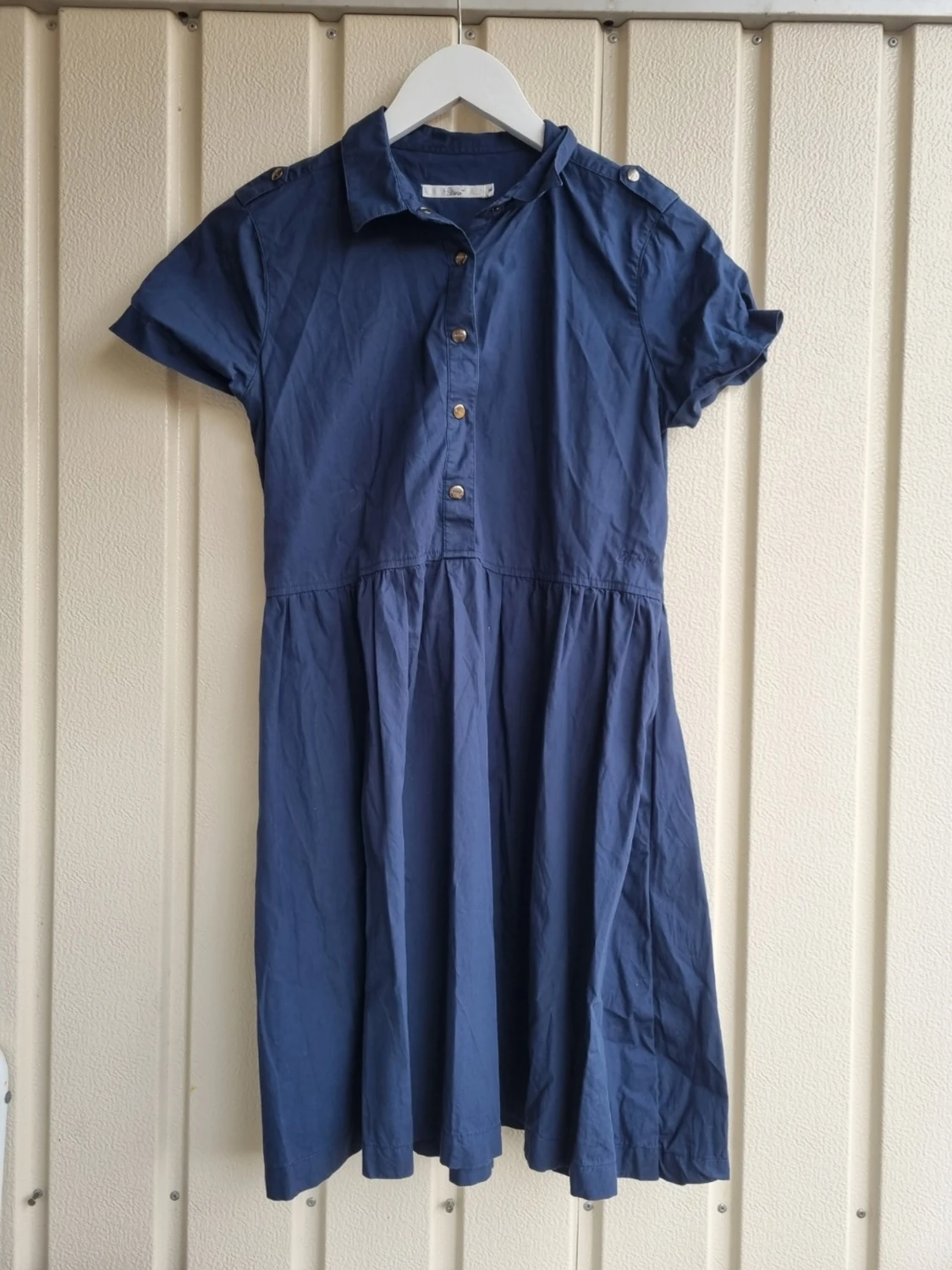 Marinblå kortärmad midikläning