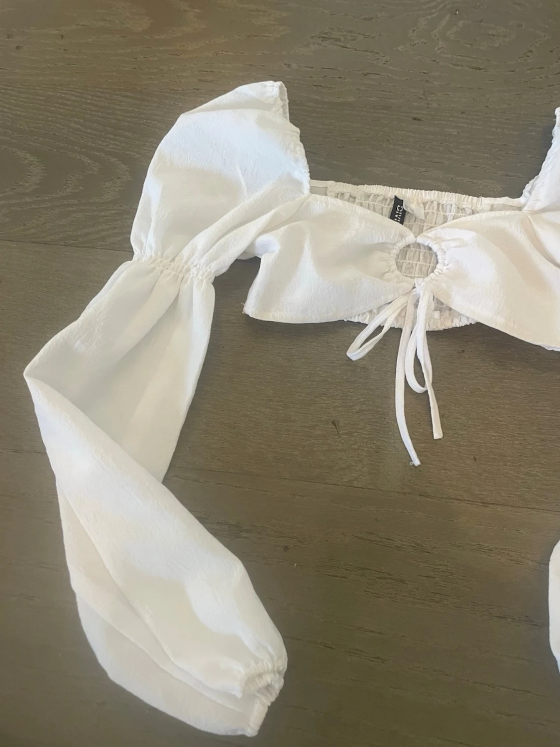 Vit croppad blus med puffärmar - 1