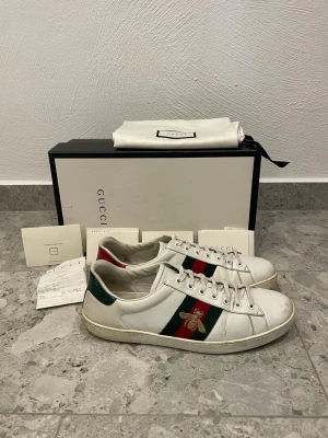Gucci Ace Bee - Gucci Ace Bee || Storlek 43 (UK 9) innermåttet är 28,5cm || Skorna är i bra skick (se bilder) || Mitt pris 2499kr || Allt på bilderna medföljer ||Tveka inte på att höra av dig vid frågor eller funderingar 