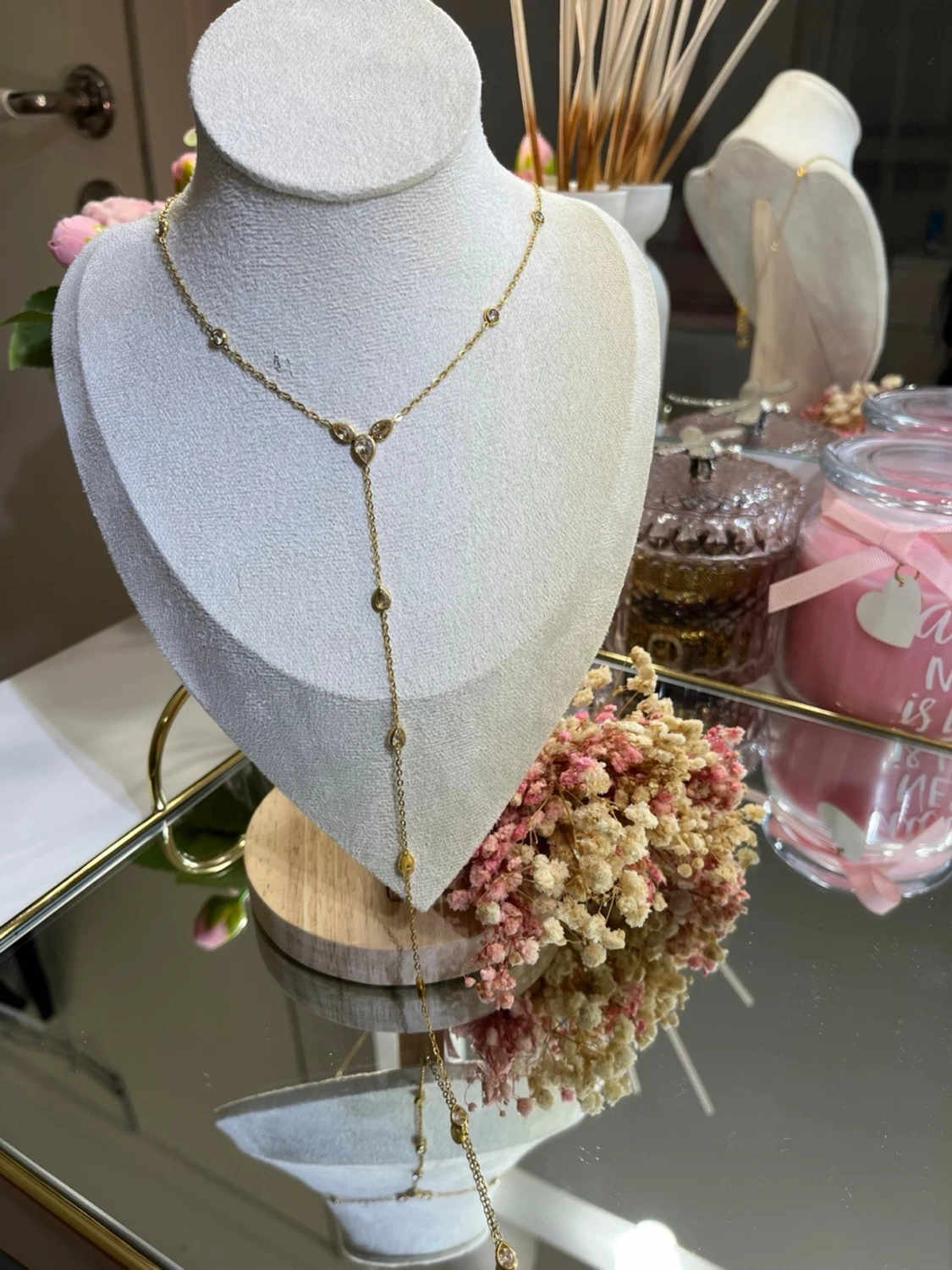 Halsband 18K guldpläterad med zirkon - 1