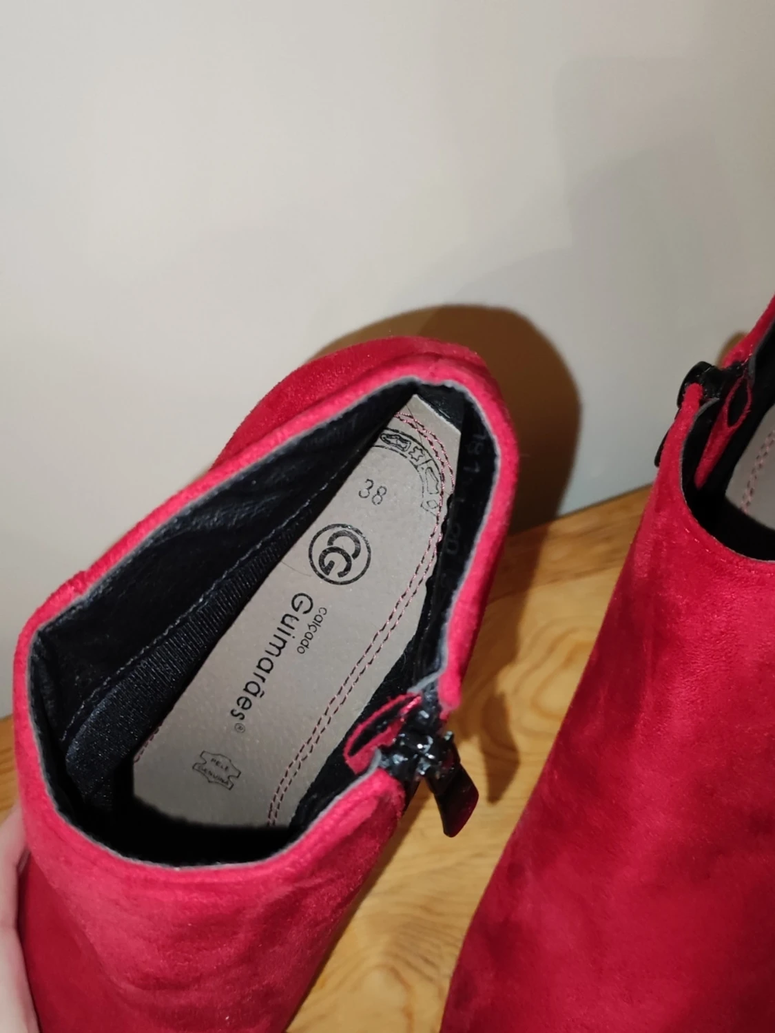 Röda stövletter i mockaimitation - 2