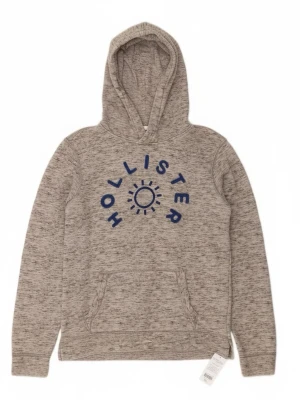 Gråmelerad hoodie från Hollister - Snygg gråmelerad hoodie från Hollister med blått tryck och solmotiv på bröstet. Strl M men skulle säga lite mer åt S