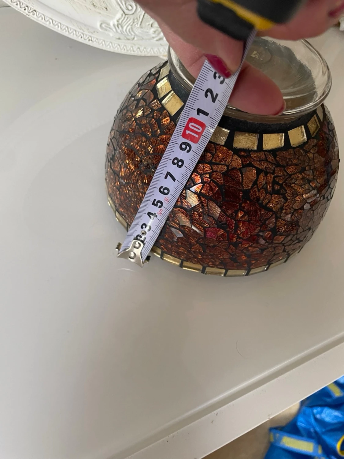 Mosaikskål med bruna och guld detaljer - 4