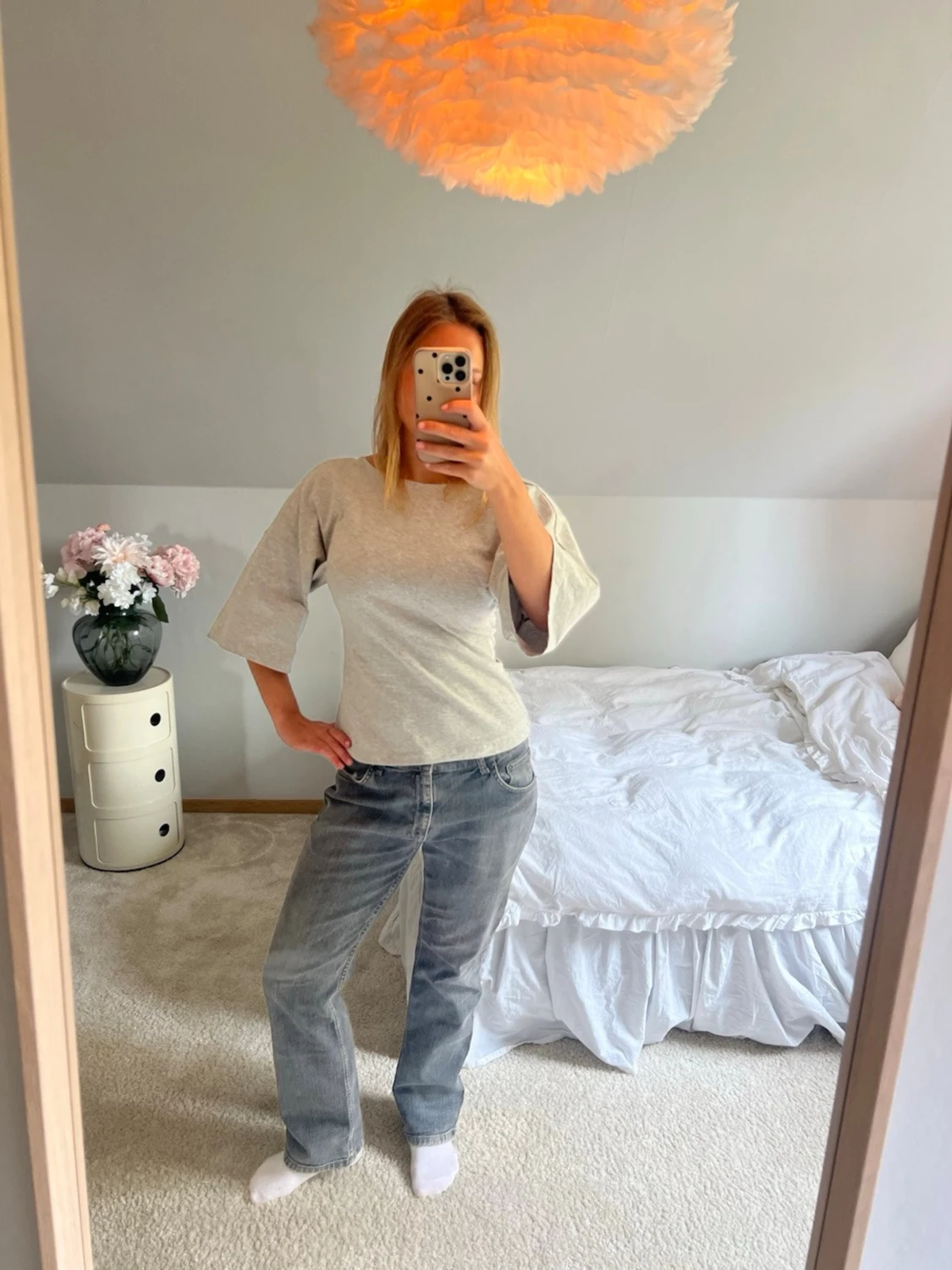 Grå straight leg jeans - 1