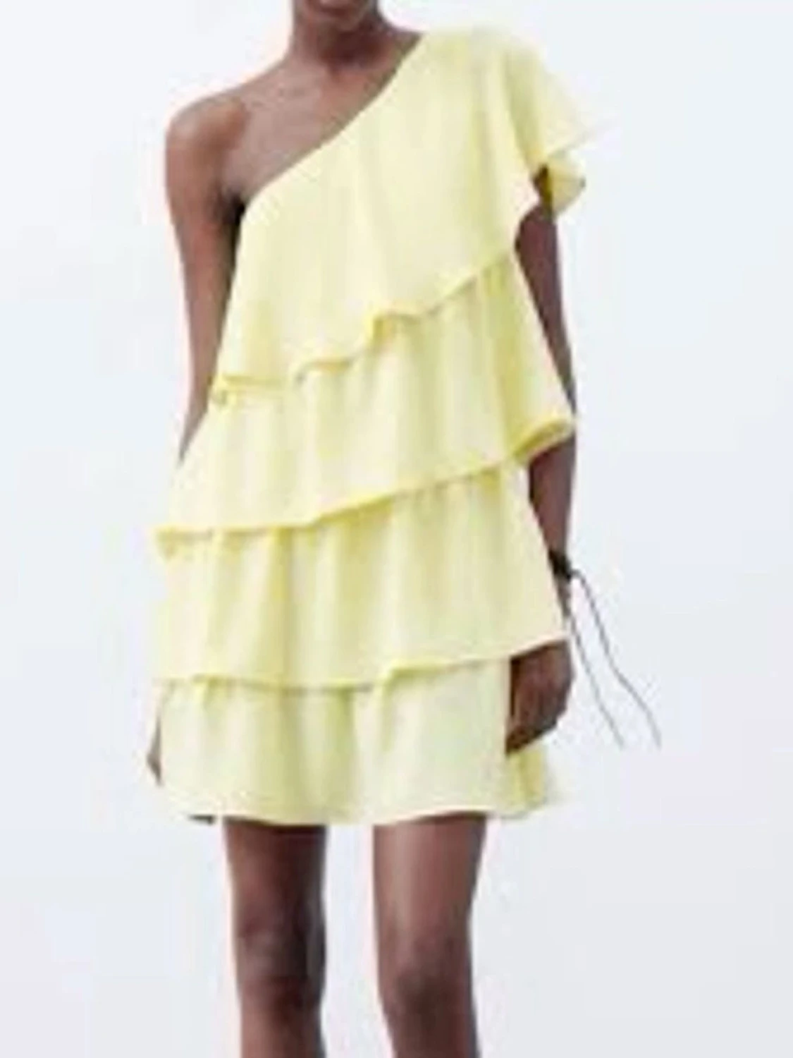 Zara Gul one shoulder volangklänning - 2