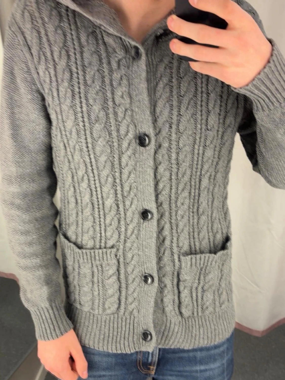 Stickad cardigan med luva  - 3
