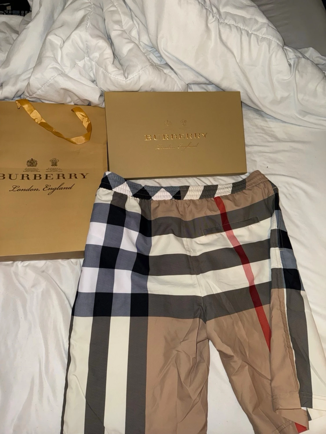 Burberry rutiga shorts med snörning - 1