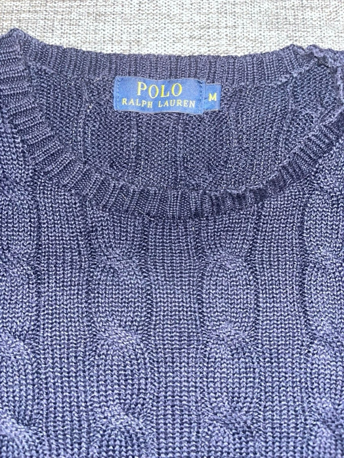 Mörkblå kabelstickad tröja Polo Ralph Lauren - 5