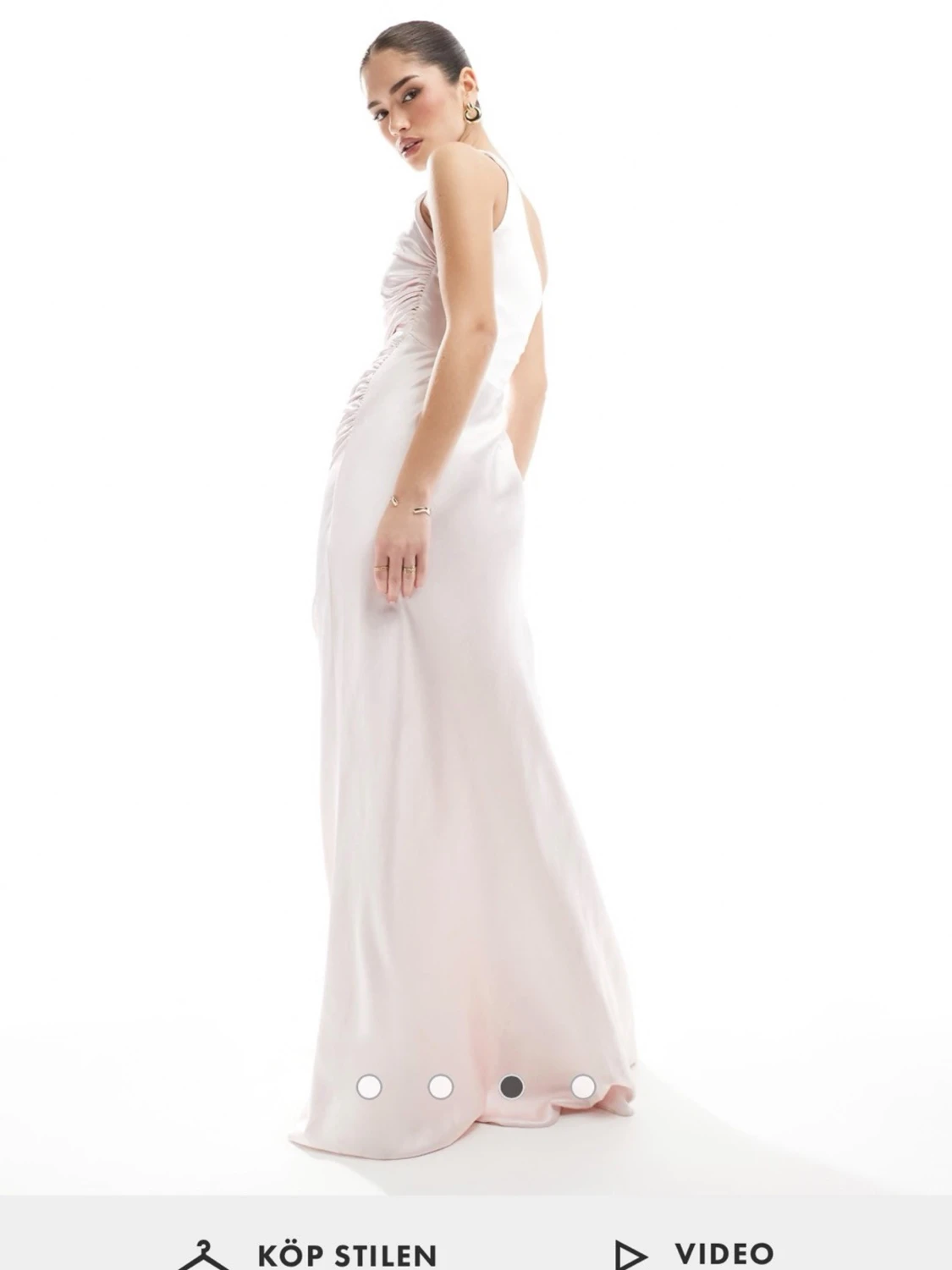 Ljus oneshoulder långklänning - 1