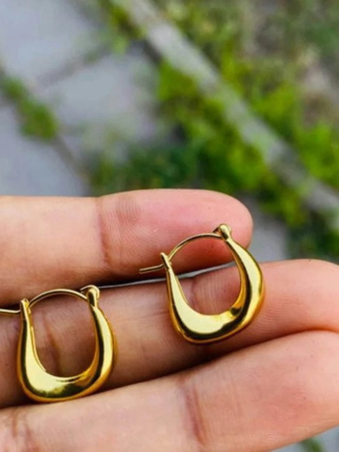 s925 Guldpläterade chunky hoops örhängen - 2