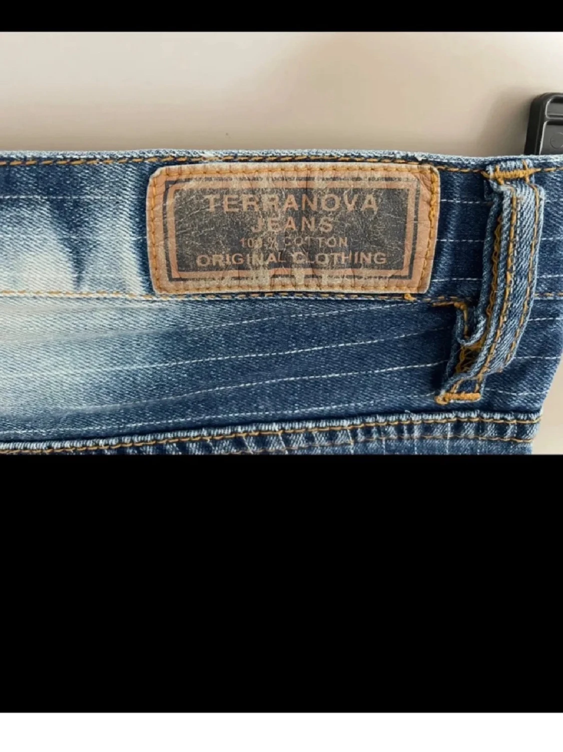 Blå bootcut jeans med ränder - 6