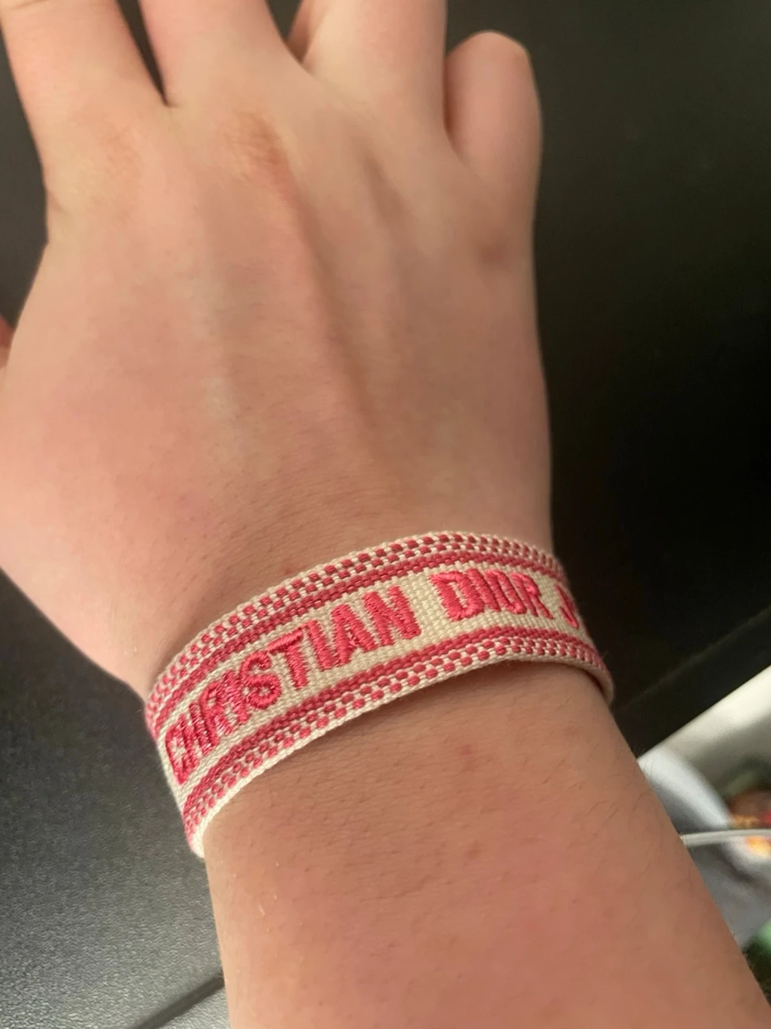 Christian Dior rosa tygarmband - 2