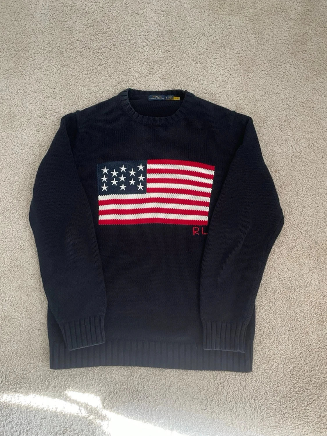 Mörkblå stickad tröja Polo Ralph Lauren