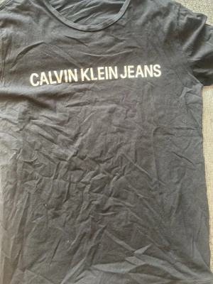 Svart Calvin Klein Jeans t-shirt - Svart t-shirt från Calvin Klein Jeans med vit logotyptext över bröstet. Klassisk rund halsringning och korta ärmar. Tillverkad i mjuk bomull som känns skön mot huden. Perfekt för en stilren och avslappnad look.