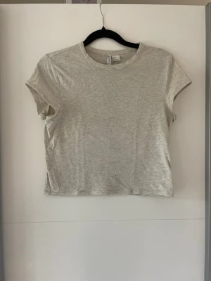 Ljusgrå croppad t-shirt - En ljusgrå croppad t-shirt från Divided med rund halsringning och korta ärmar.