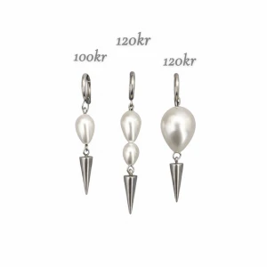 Silvriga örhängen med pärlor och koner - Par