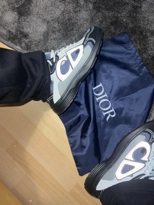 CD blå och vita sneakers - Snygga sneakers från Asics i blått, vitt och svart med mesh- och syntetmaterial. Skorna har vita snören och en chunky sula som ger en sportig vibe. Perfekta för dig som gillar streetwear och vill ha bekväma skor med stil.