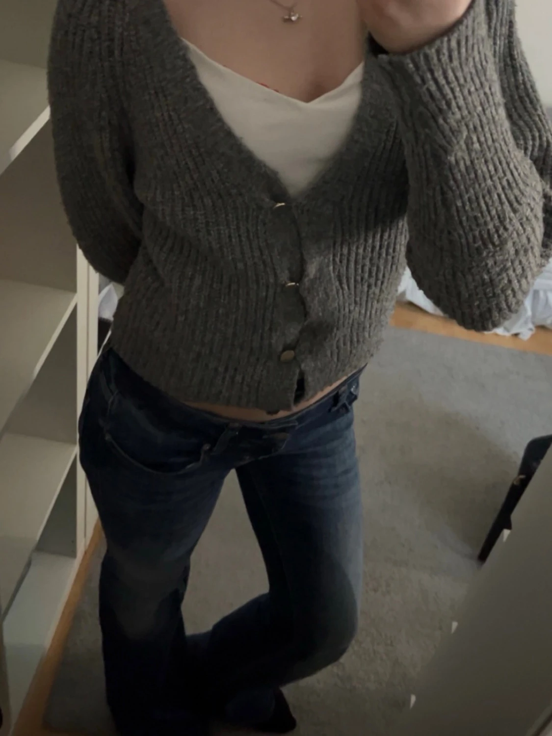 Grå stickad kofta från Only