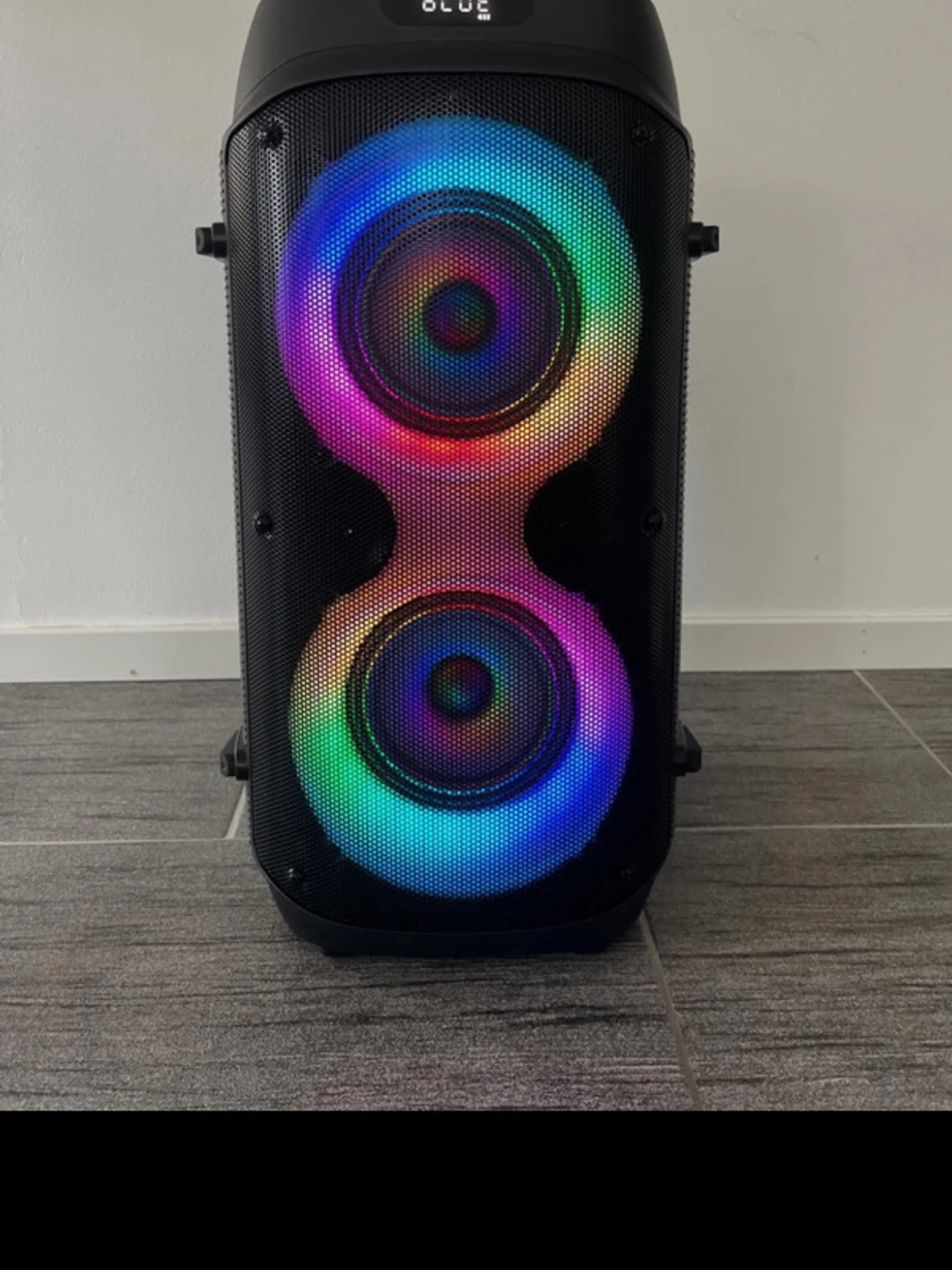 Stor bärbar högtalare med LED-ljus