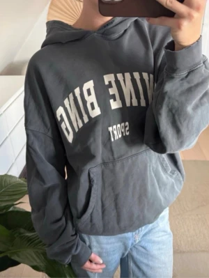 Anine bing hoodie - Hoodie från anine bing! Strl XS men väldigt oversized modell så sitter lite oversized/vanligt på mig som har S upptill💞 Hoodien säljs med slitningar så det är inget eget slitage utan den ser ut så i modellen💘Nypris 2800