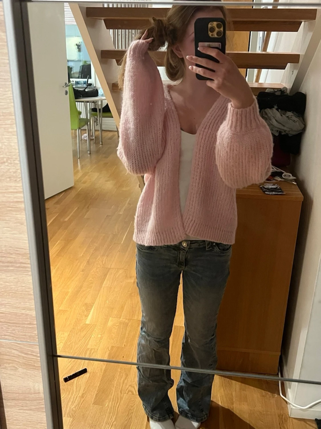 Blå bootcut jeans med låg midja - 1