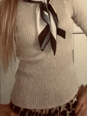 Beige glittrig ribbad topp  - Trendig beige glittrig ribbad topp med lång ärm och figurnära passform. Perfekt för dig som gillar en stilren men ändå cool look.