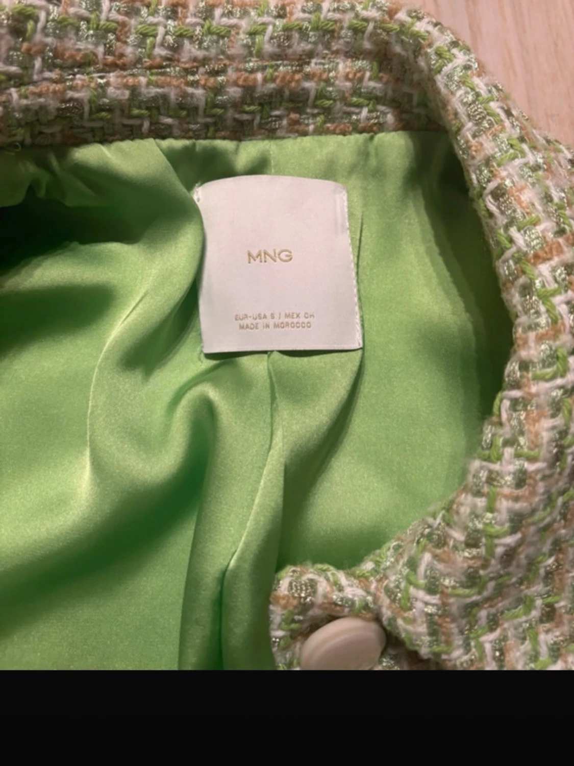 Grön rutig croppad jacka med knappar - 4