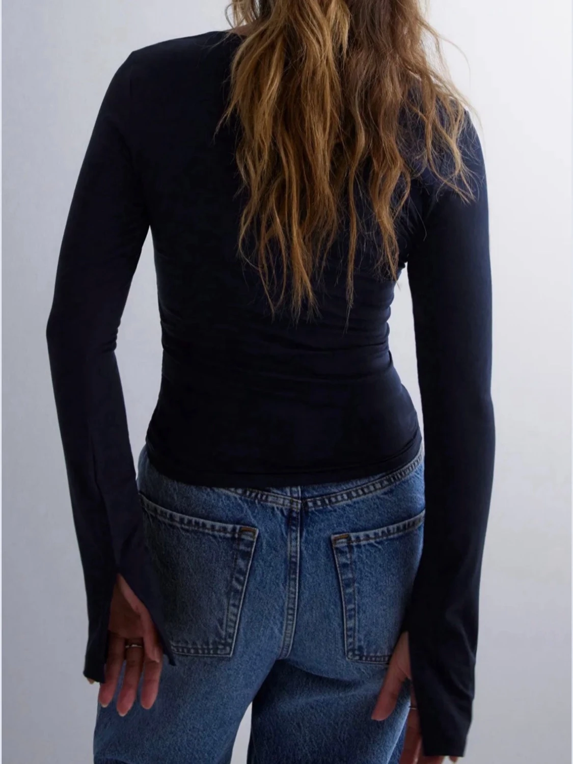 Mörkblå långärmad topp - 1