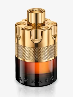 Azzaro parfym med gulddetaljer - Cool parfymflaska från Azzaro med en unik design inspirerad av en revolvertrumma. Flaskan har en lyxig guldfärgad topp och detaljer, samt en mörkbrun till svart glasbotten. Perfekt för dig som gillar statement-dofter och snygg inredning på hyllan.