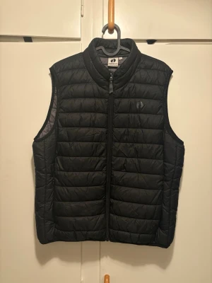 Svart väst från Hang Ten - Snygg svart dunväst från Hang Ten med quiltad design och hög krage. Västen har dragkedja framtill och diskret logga på bröstet. Perfekt att slänga över en hoodie eller tröja för extra värme. Tillverkad i lätt och smidigt material. Har även två fickor.