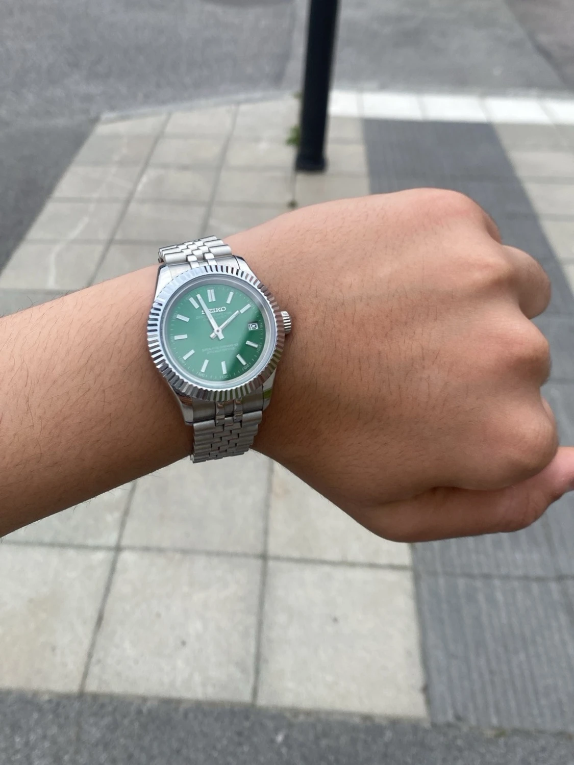 Seiko klocka med grön urtavla - 2