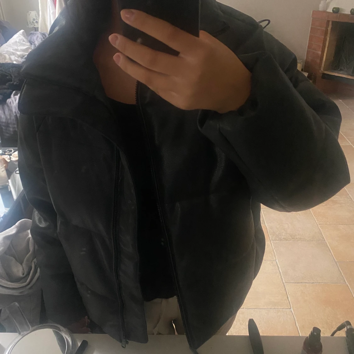 Läderimterad jacka från HM pufferjacket - 91