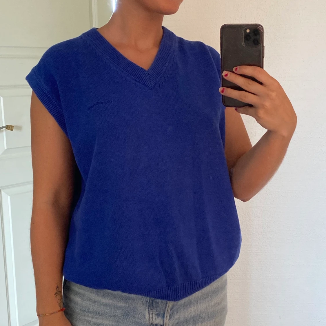 Vintage blå väst strl M