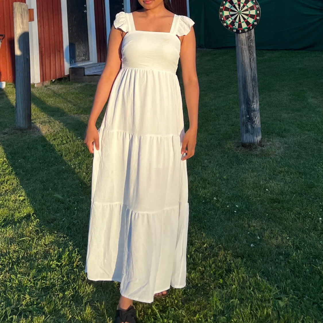 Lång vit klänning  - 90