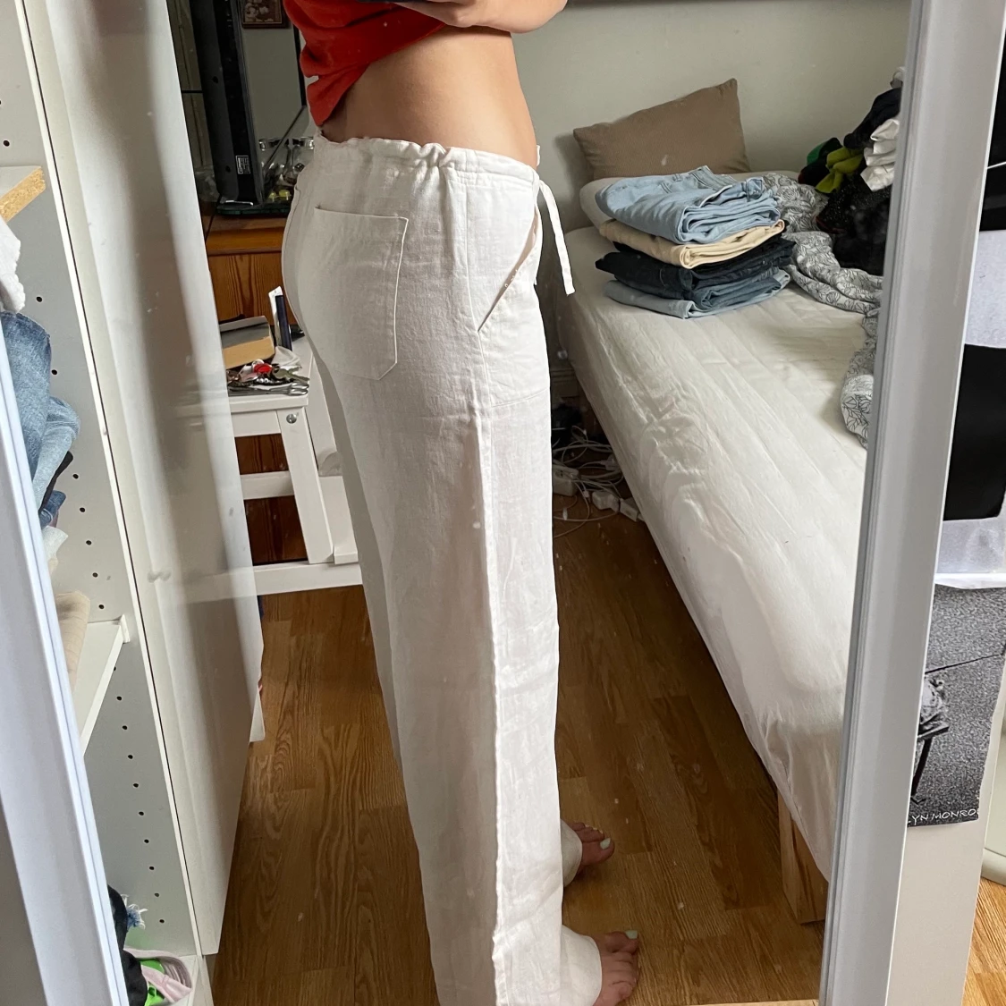 Lågmidjade linnebyxor - 90