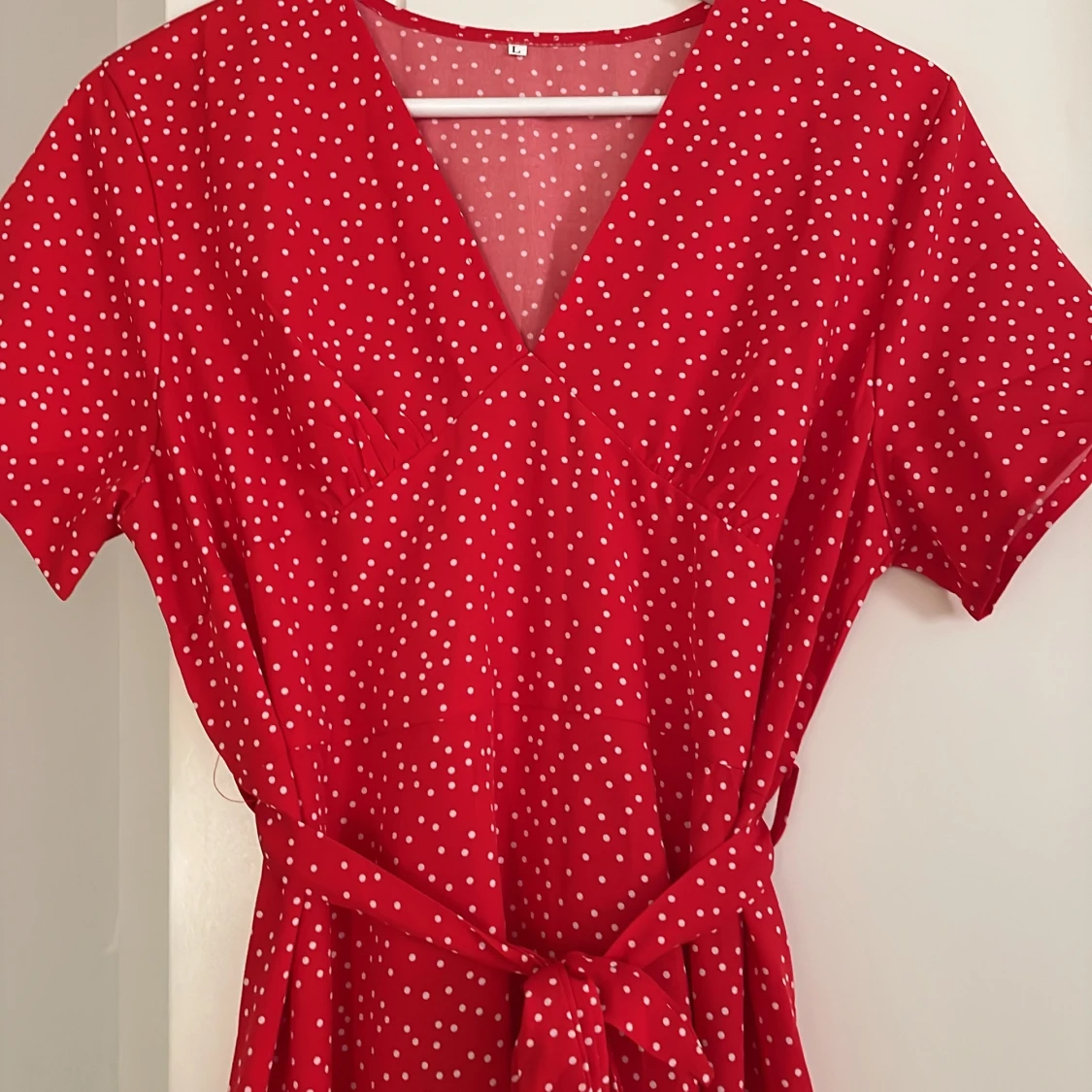 Rödprickig klänning - 90