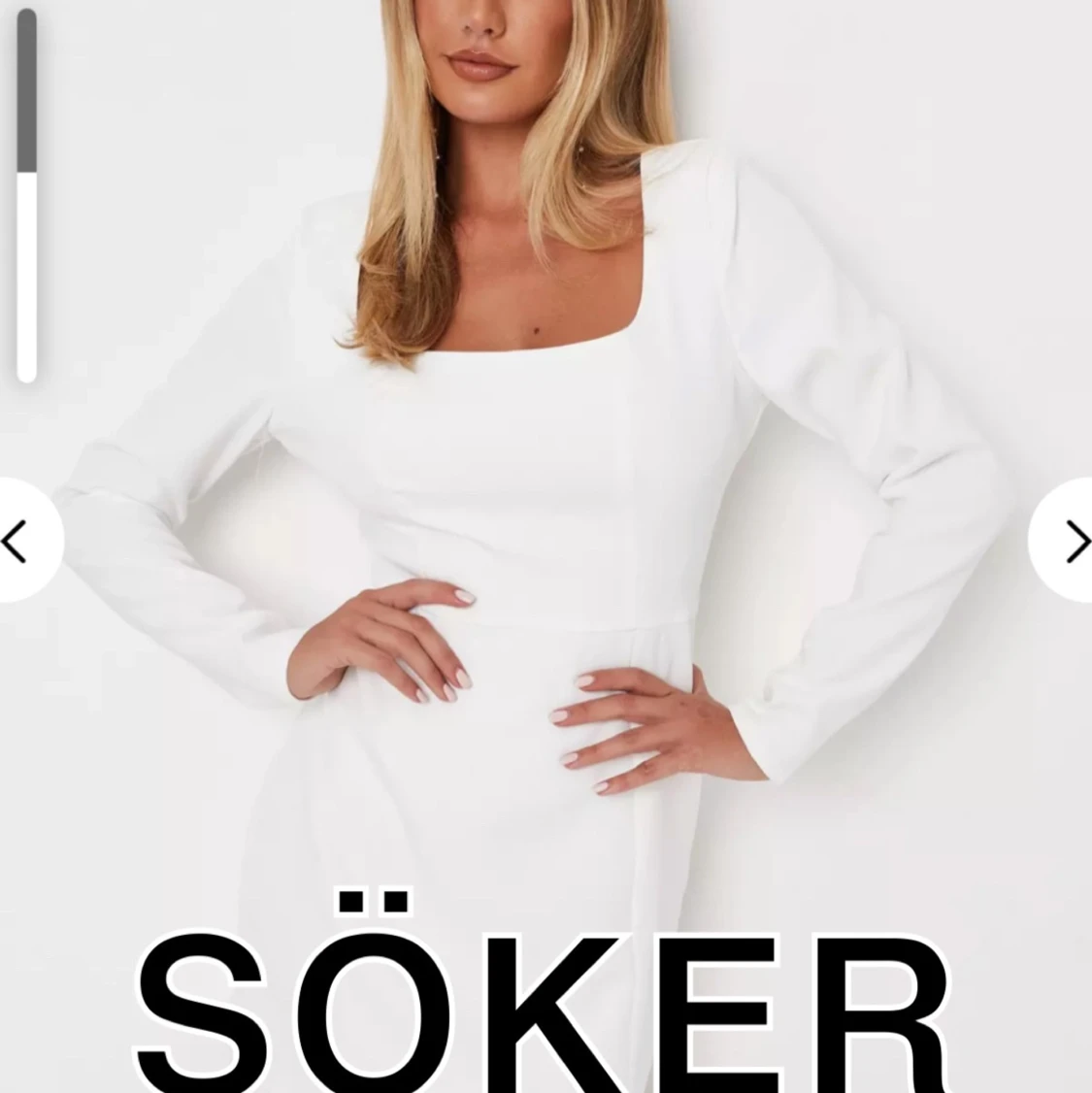 Long sleeve open back white mini dress