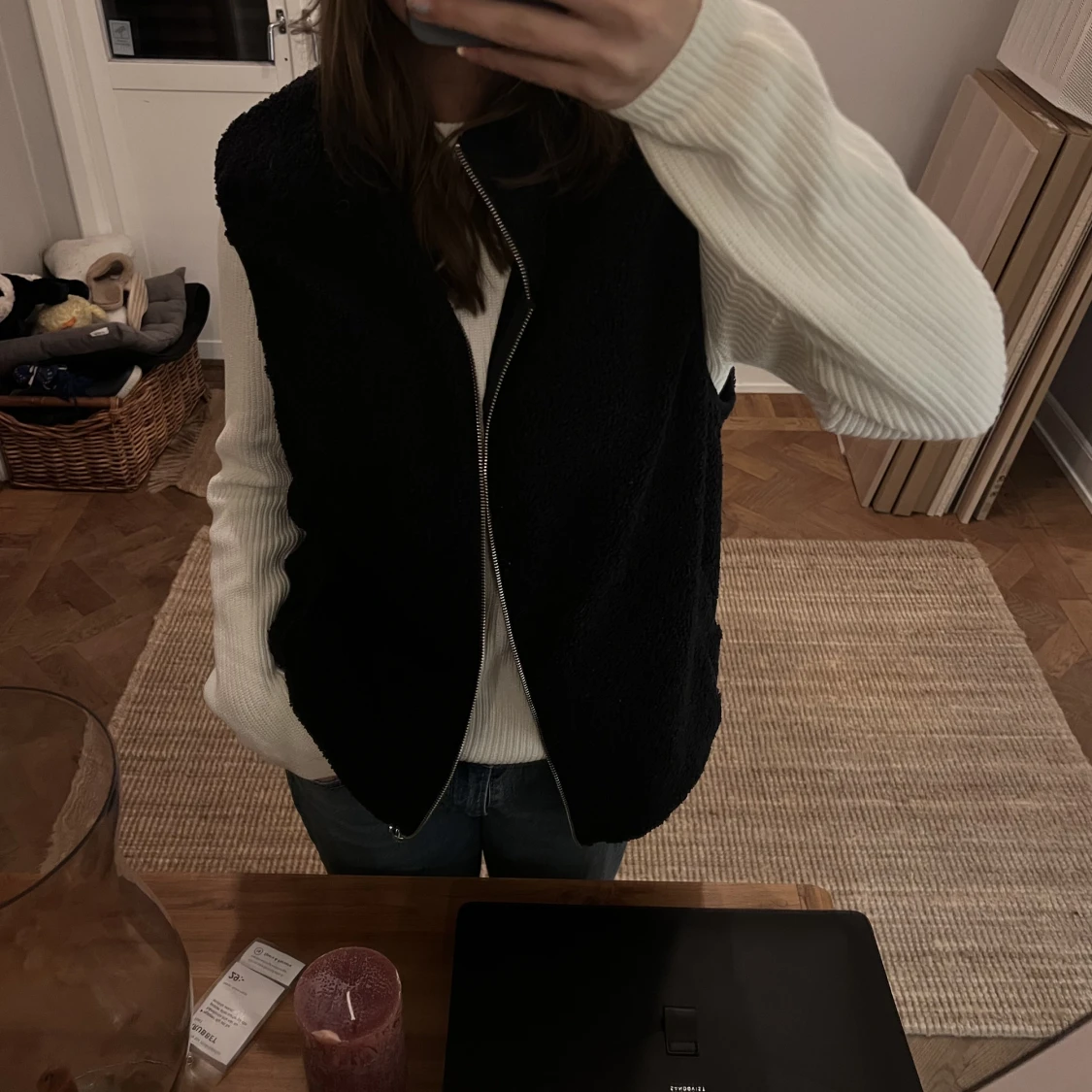 Vit ribbad tröja  - 90