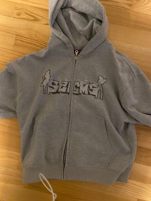 Grå hoodie - Säljer denna seams hoodie köpt här på plick! Använd fåtal gånger och är nästan nyskick (några rhinestones saknas). Säljer då den inte längre kommer till användning 💕