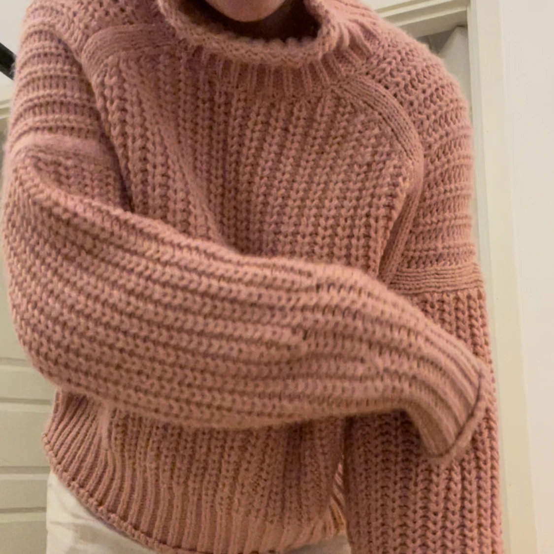 Rosa stickad tröja - 90