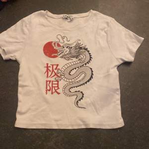 T-shirt med drake och japansk text 