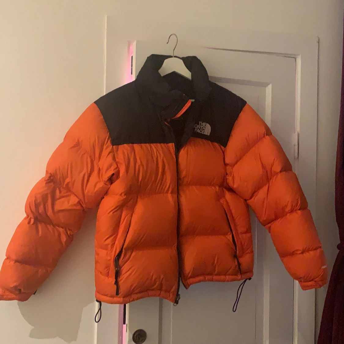 North face puffer jacket orange
